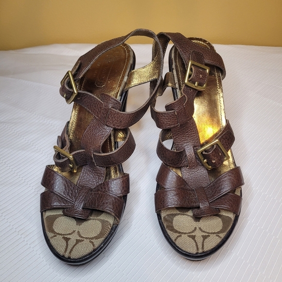 Coach Signature Print Jaime Platform Heels sz 10 - Picture 11 of 12